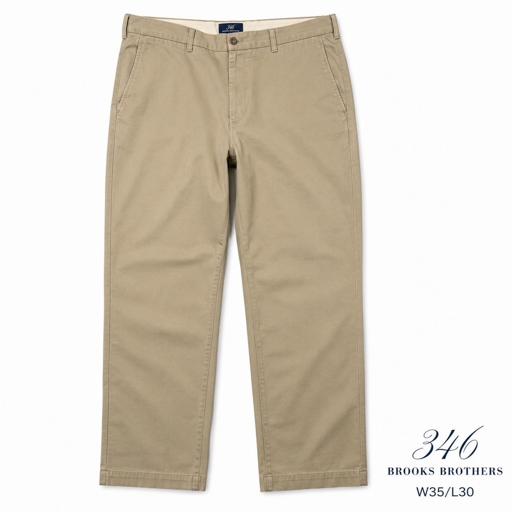 Vintage Brooks Brothers 346 Chino Pants Men's 35x30 Khaki Heavy Cotton